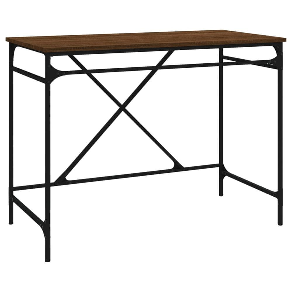 Vidaxl Stôl hnedý dub 100x50x75 cm spracované drevo a železo